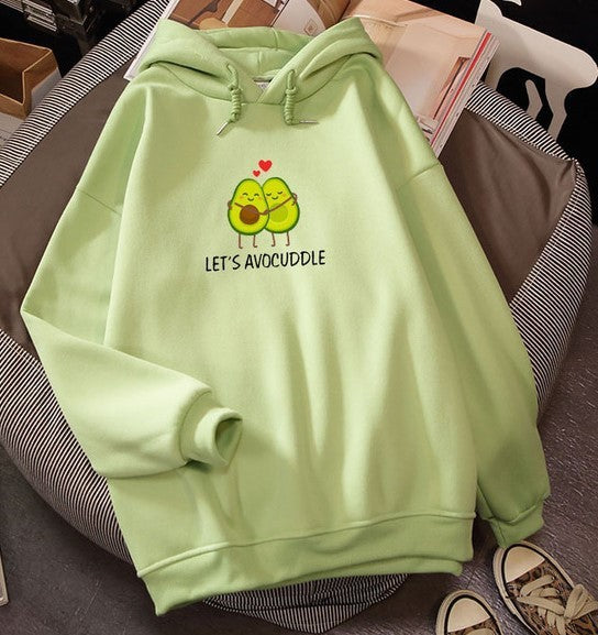 Avocado Hoodie Women Plus Velvet Loose