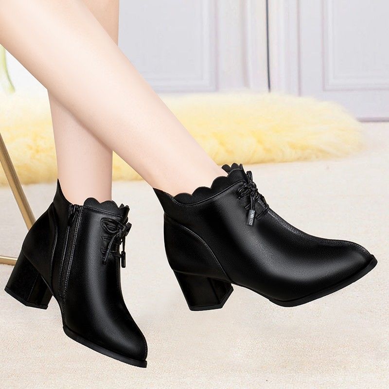 Velvet Soft Leather Ladies Short Boots