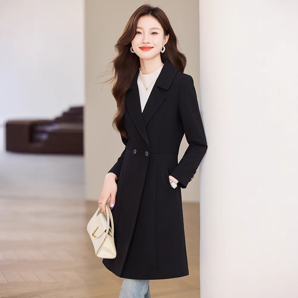 Black Suit Trench Coat  For Women