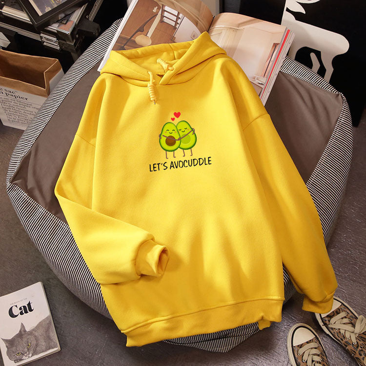 Avocado Hoodie Women Plus Velvet Loose