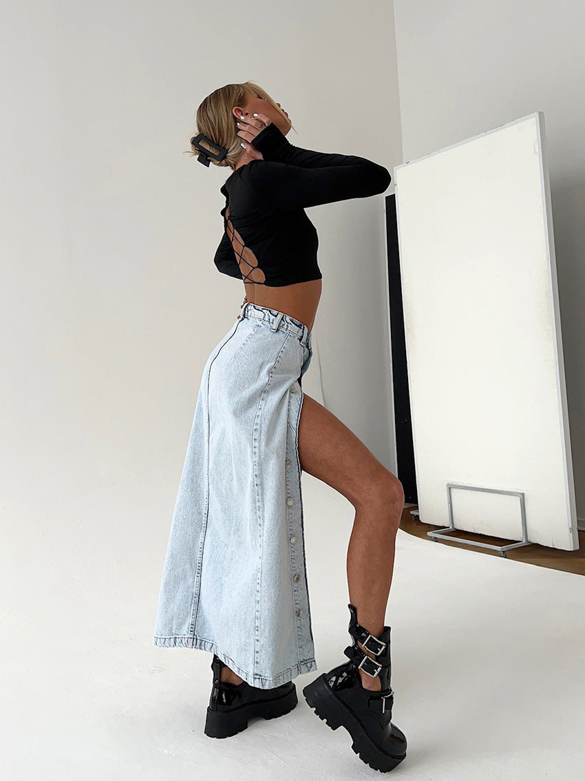 Retro Design Denim Skirt For Women