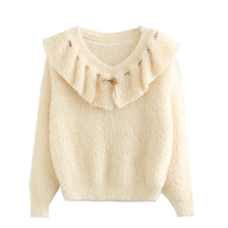 Doll collar long-sleeved sweater