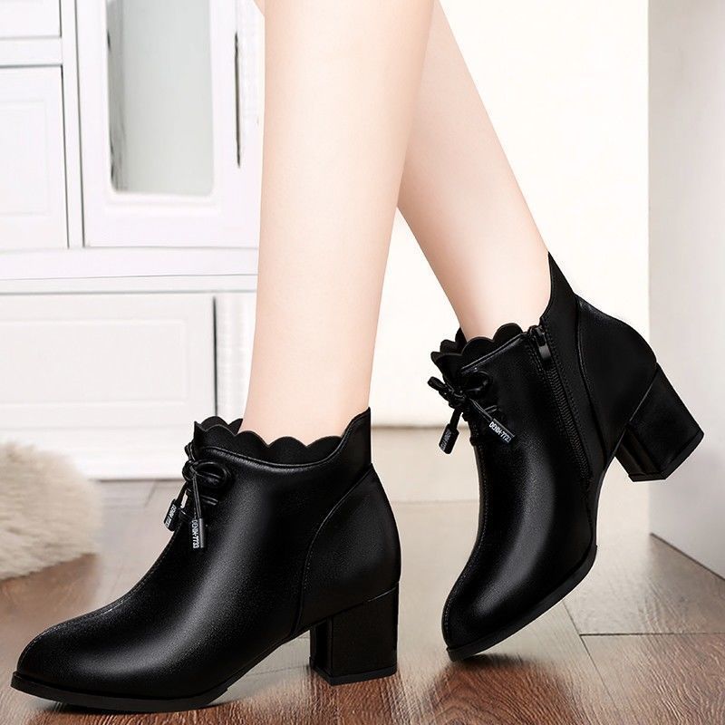 Velvet Soft Leather Ladies Short Boots