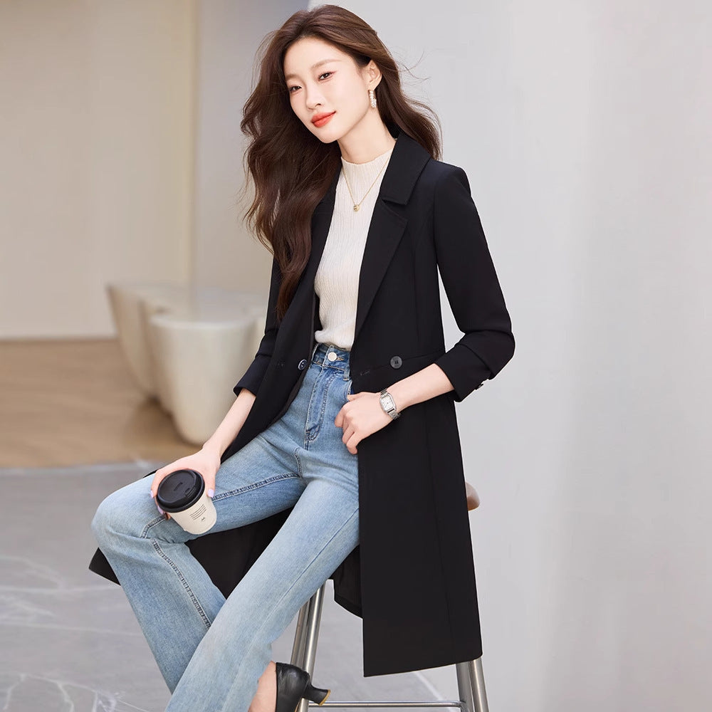 Black Suit Trench Coat  For Women